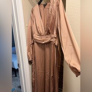 Elegant Long Sleeve Dress in Tan